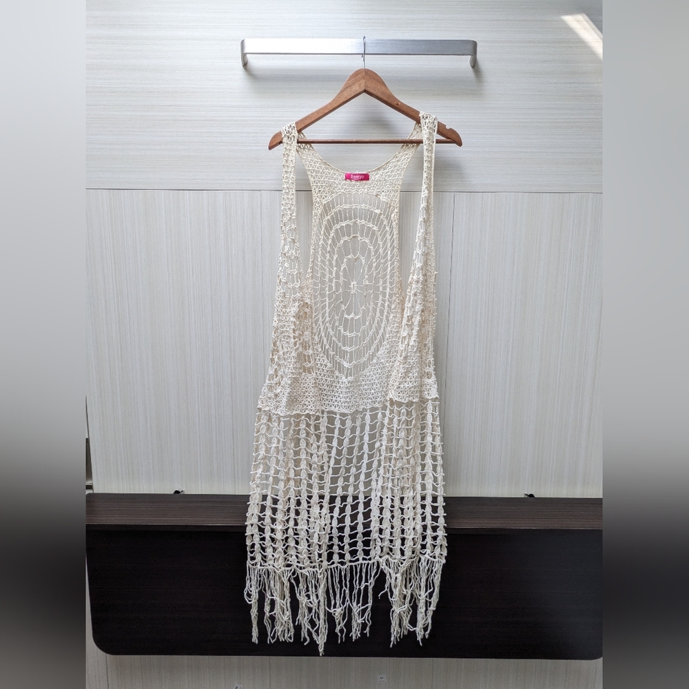 Crochet long vest